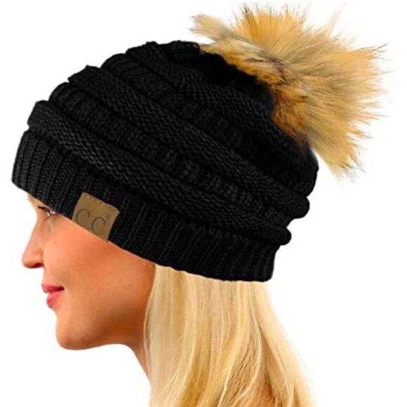 CC Accessories - Bundle of 3 CC Beanie Woman’s Knit Slouchy Thick Cap Hat Solid Colors